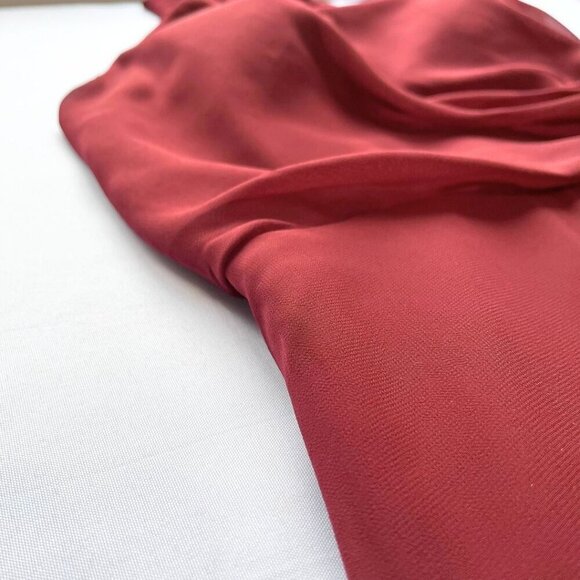 NWOT JENNY YOO COLLECTION BURGUNDY HALTER CHIFFON FRONT TIE FORMAL DRESS - 4 - Picture 11 of 14
